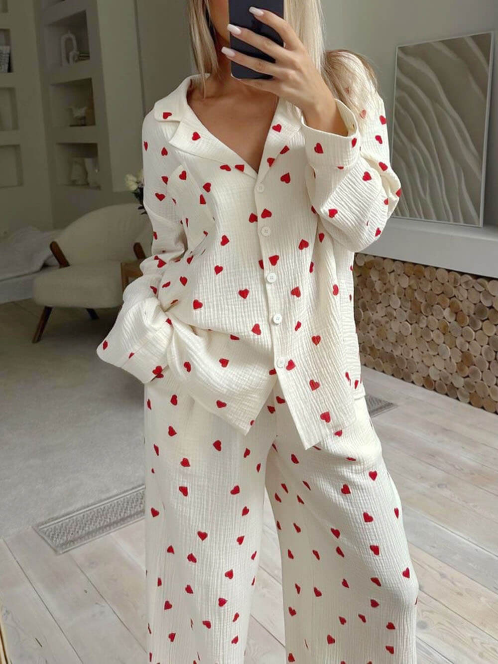 Completi van pyjama met schattige hartjesprint