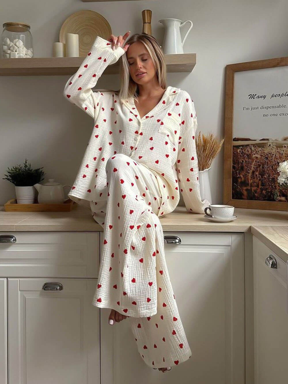 Completi van pyjama met schattige hartjesprint