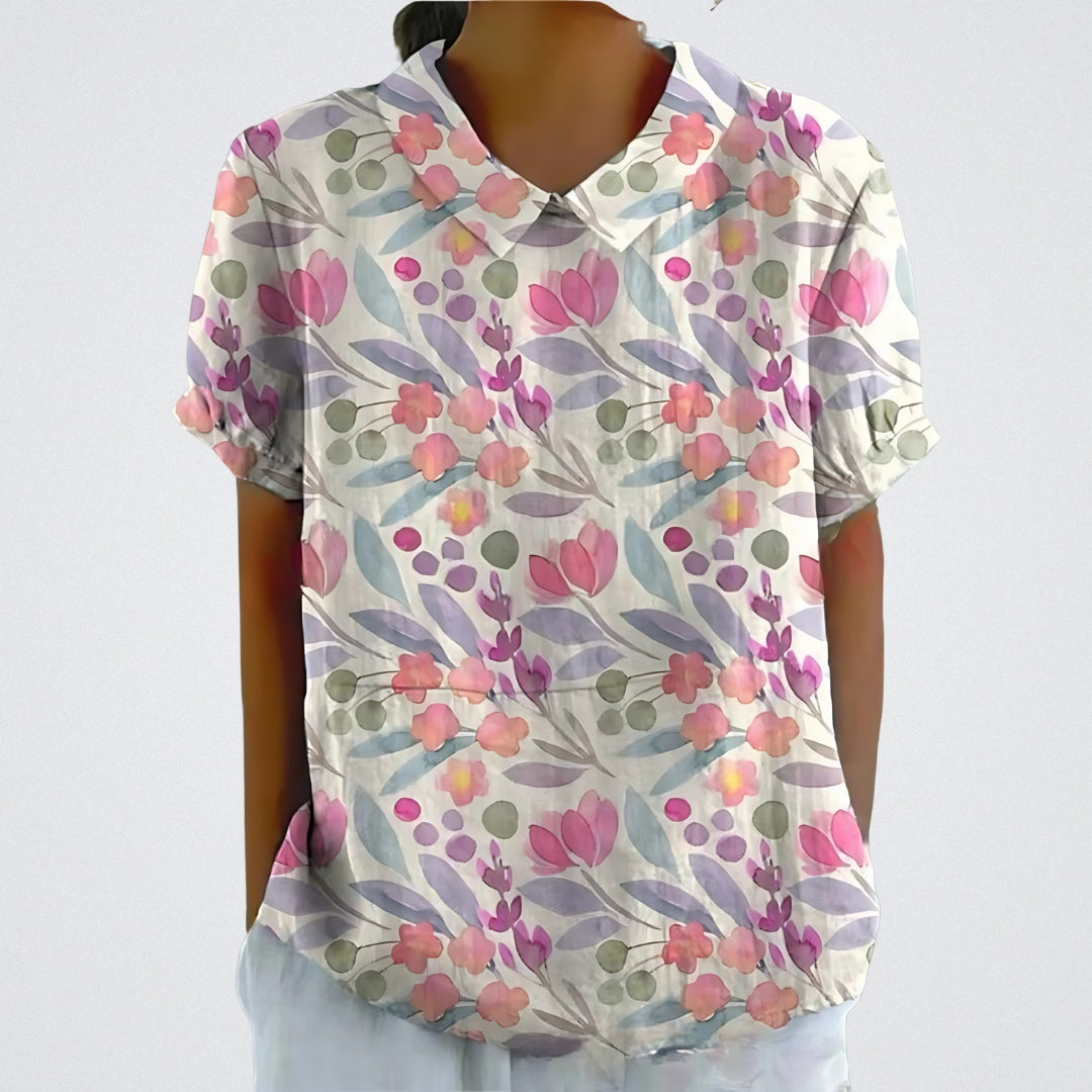 ALESSIA | Bloemenblouse met Harmonieuze Snit en Romantische Stijl voor Ontspannen Dagen