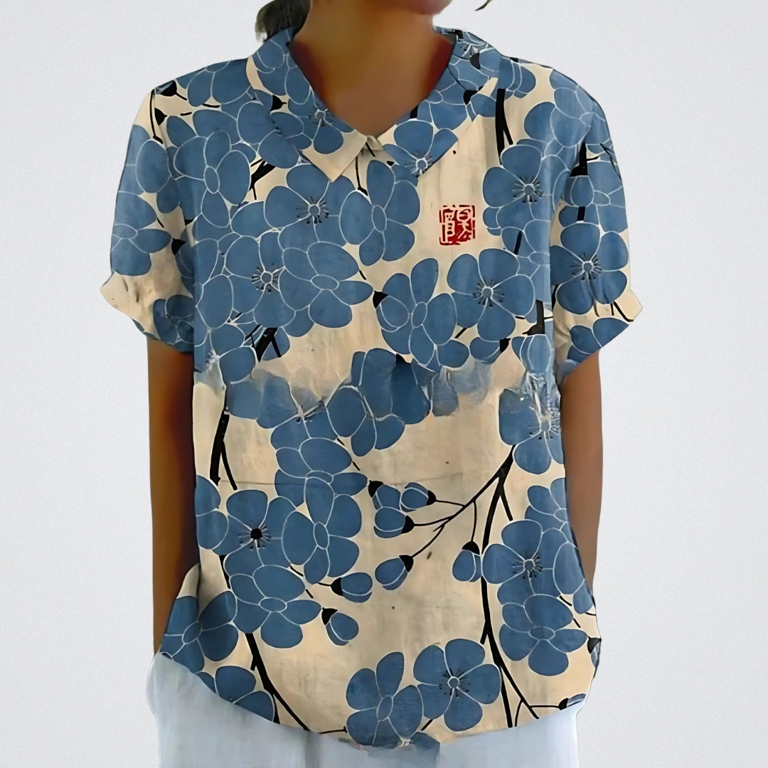 ALESSIA | Bloemenblouse met Harmonieuze Snit en Romantische Stijl voor Ontspannen Dagen