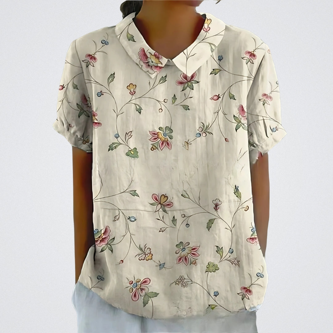 ALESSIA | Bloemenblouse met Harmonieuze Snit en Romantische Stijl voor Ontspannen Dagen