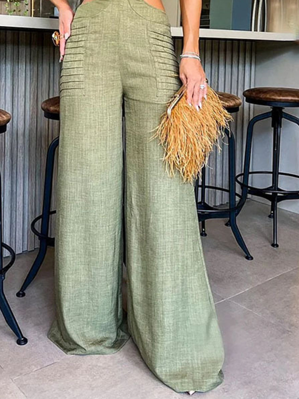 Brede jumpsuit met wijde pijpen en open taille