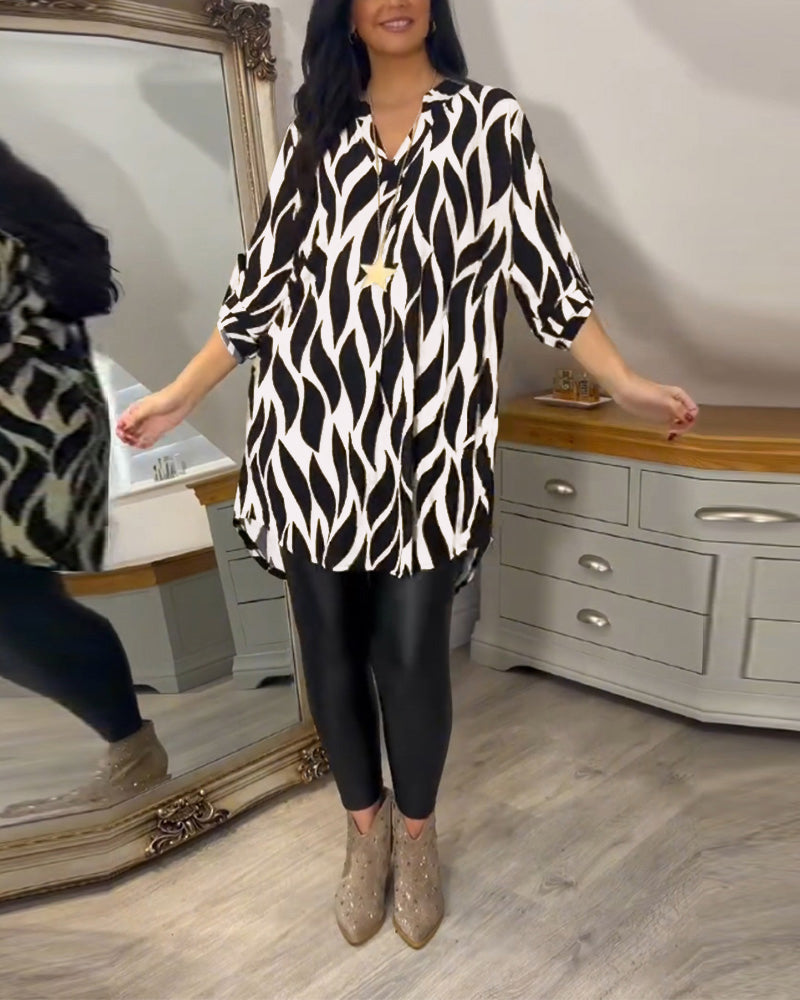 GIADA | Casual Blouse met Chic Print en Moderne V-hals