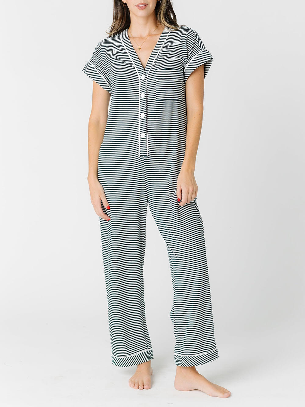 Gestreepte pyjama overall