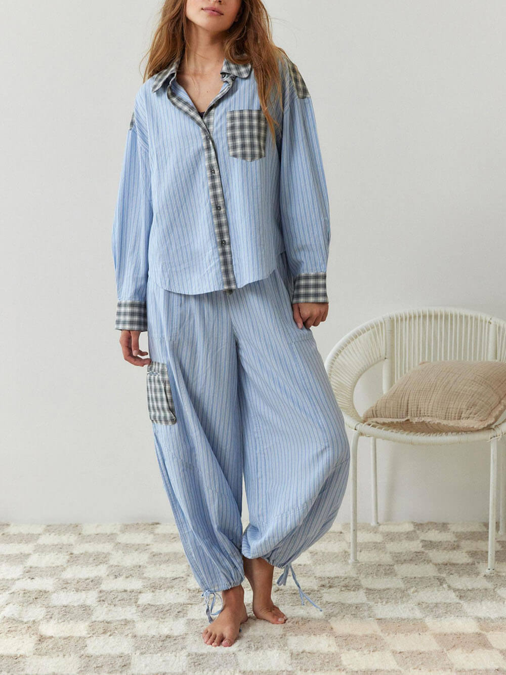 Compleet blauwe pyjama