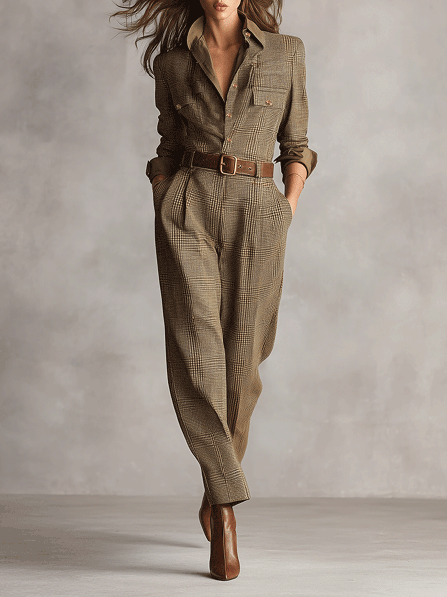 Celia | Mono in Ruit met Verfijnde Details