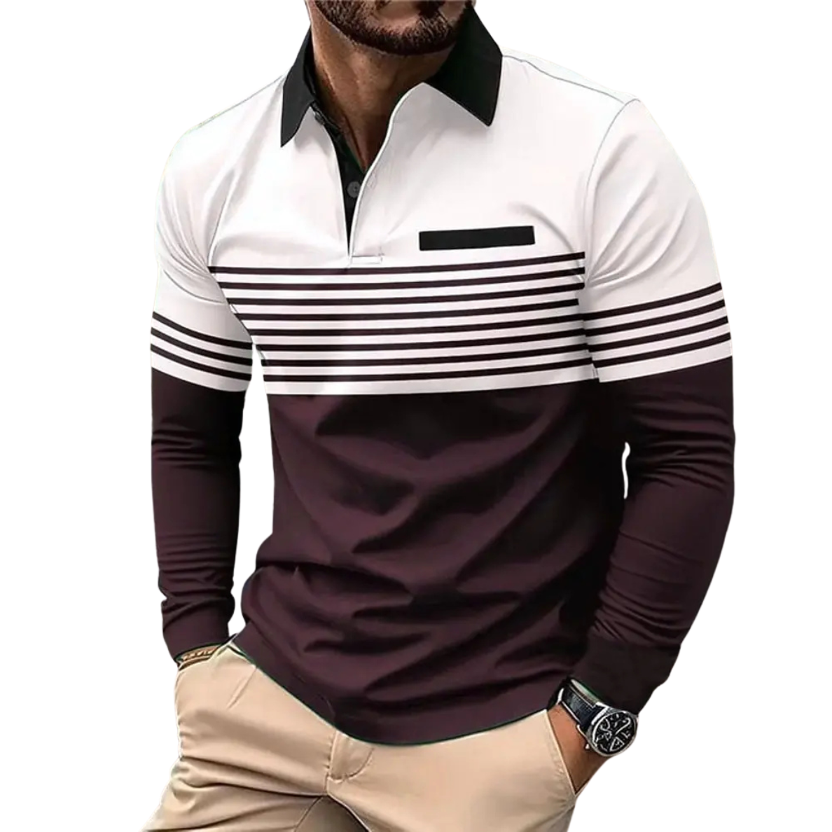MALO | LANGE MOUW POLO MET LUXE STREPEN VOOR HEREN
