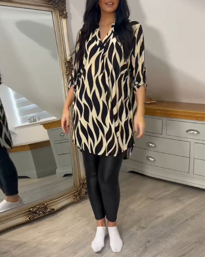 GIADA | Casual Blouse met Chic Print en Moderne V-hals