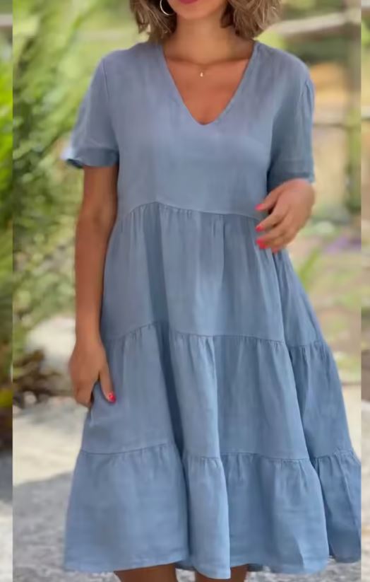 SOFIA | Licht Zomerjurk met Vloeiende Pasvorm en Elegante Casual Stijl