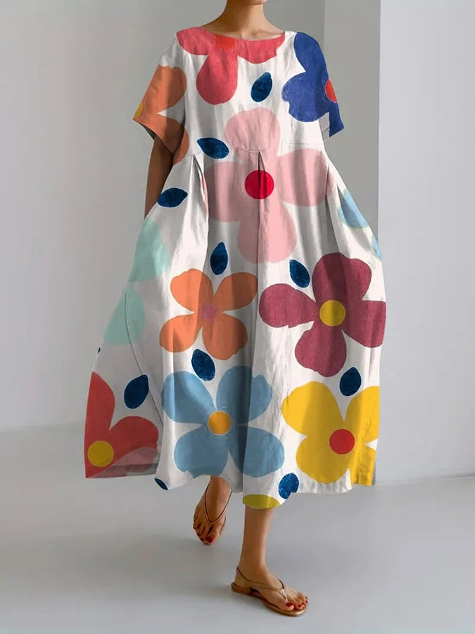 ELIANA | Midi Bloemenjurk met Zorgeloze Stijl en Zomercomfort voor Kleurrijke Dagen