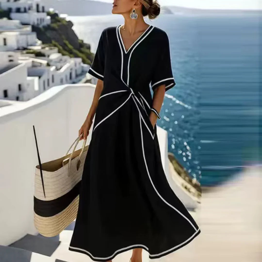 Mila | Elegante Jurk met Flatterende Taille en Vakantie Chic