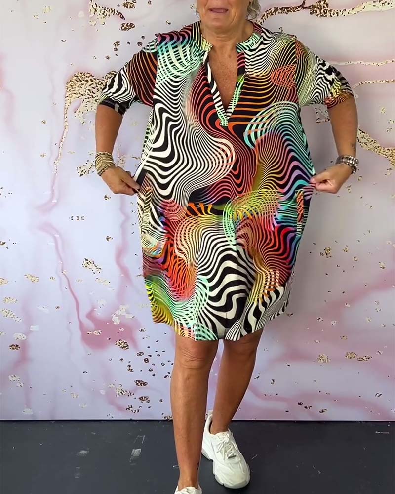GABRIELLA | Optisch Patroon Jurk met Flatterende Pasvorm en Gedurfde Look voor Elke Dag
