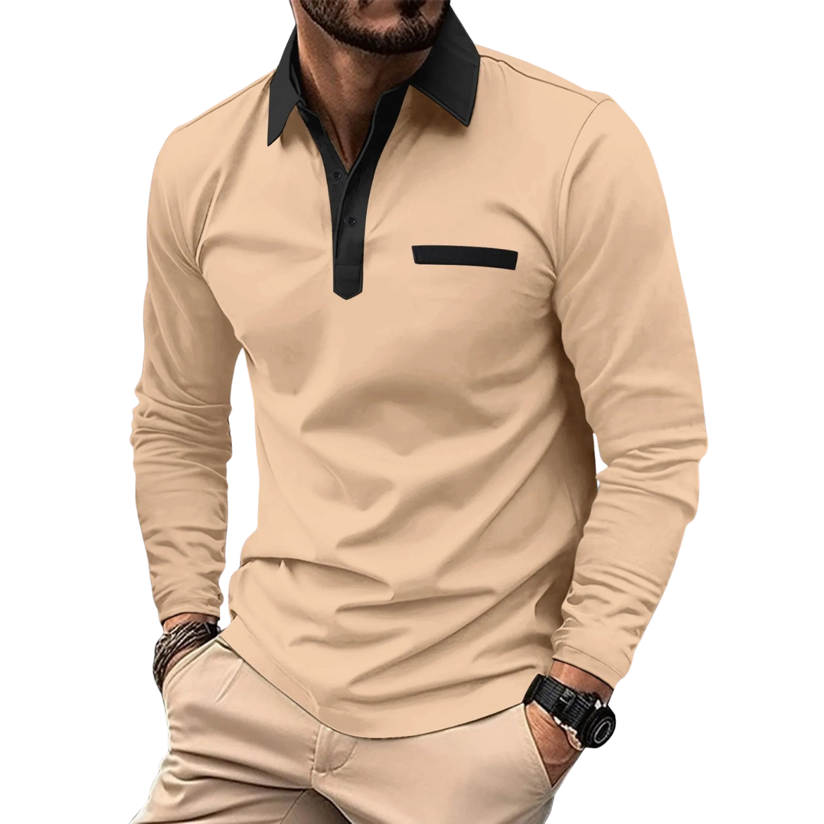 LÉANDRE | ELEGANTE BICOLOR POLO MET CONTRASTERENDE DETAILS