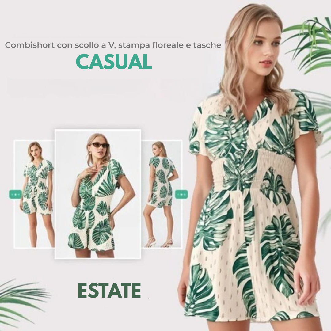 GABRIELLA | Bloemen Jumpsuit met Elastische Taille en Frisse Zomerstijl
