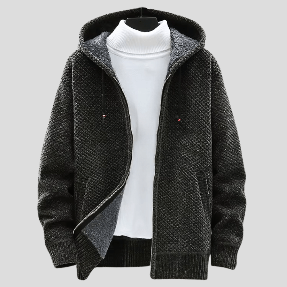 LARS | Gebreide Hoodie voor Heren met Warme Voering en Minimalistische Stijl