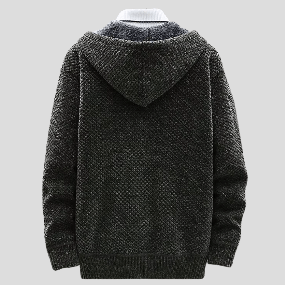 LARS | Gebreide Hoodie voor Heren met Warme Voering en Minimalistische Stijl