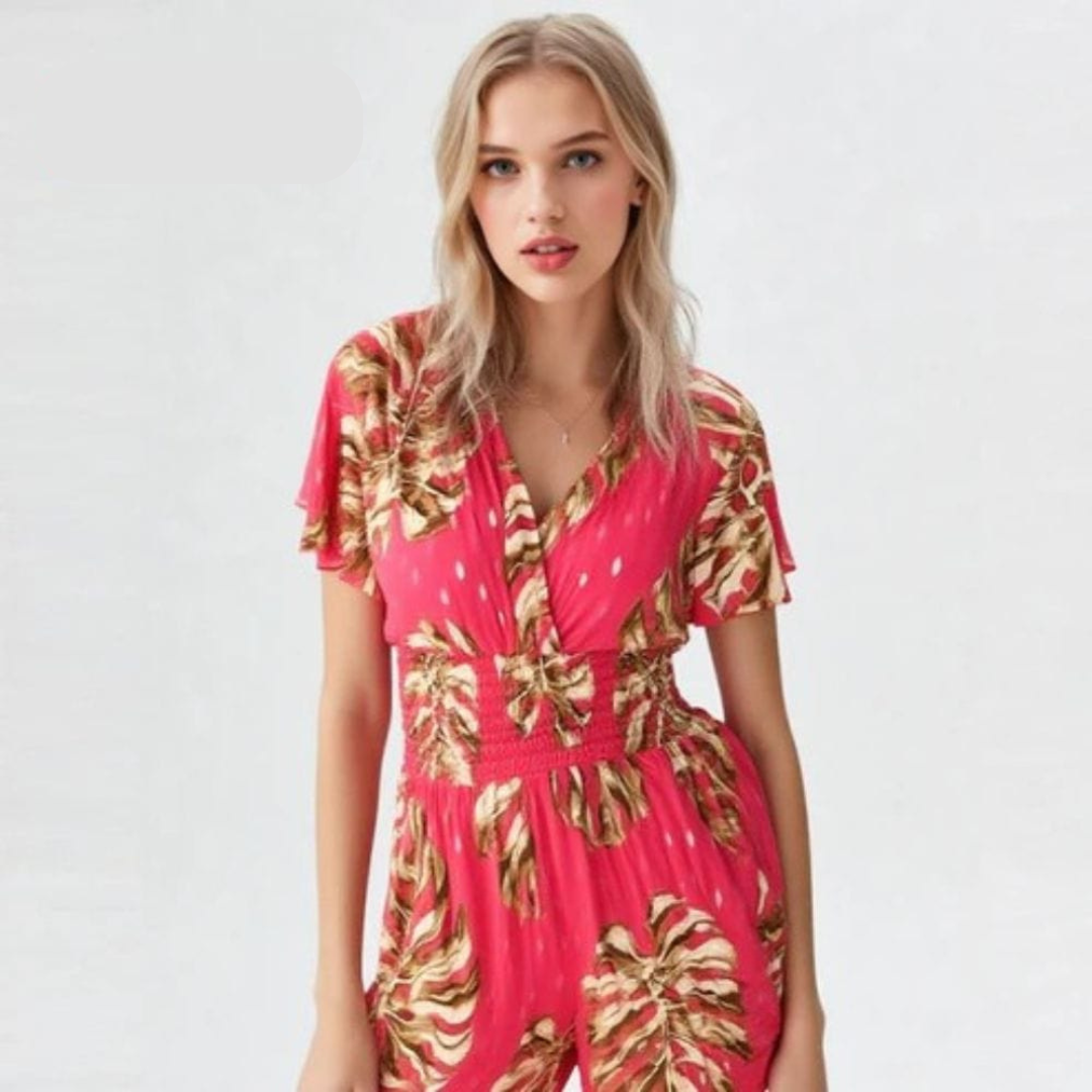 GABRIELLA | Bloemen Jumpsuit met Elastische Taille en Frisse Zomerstijl