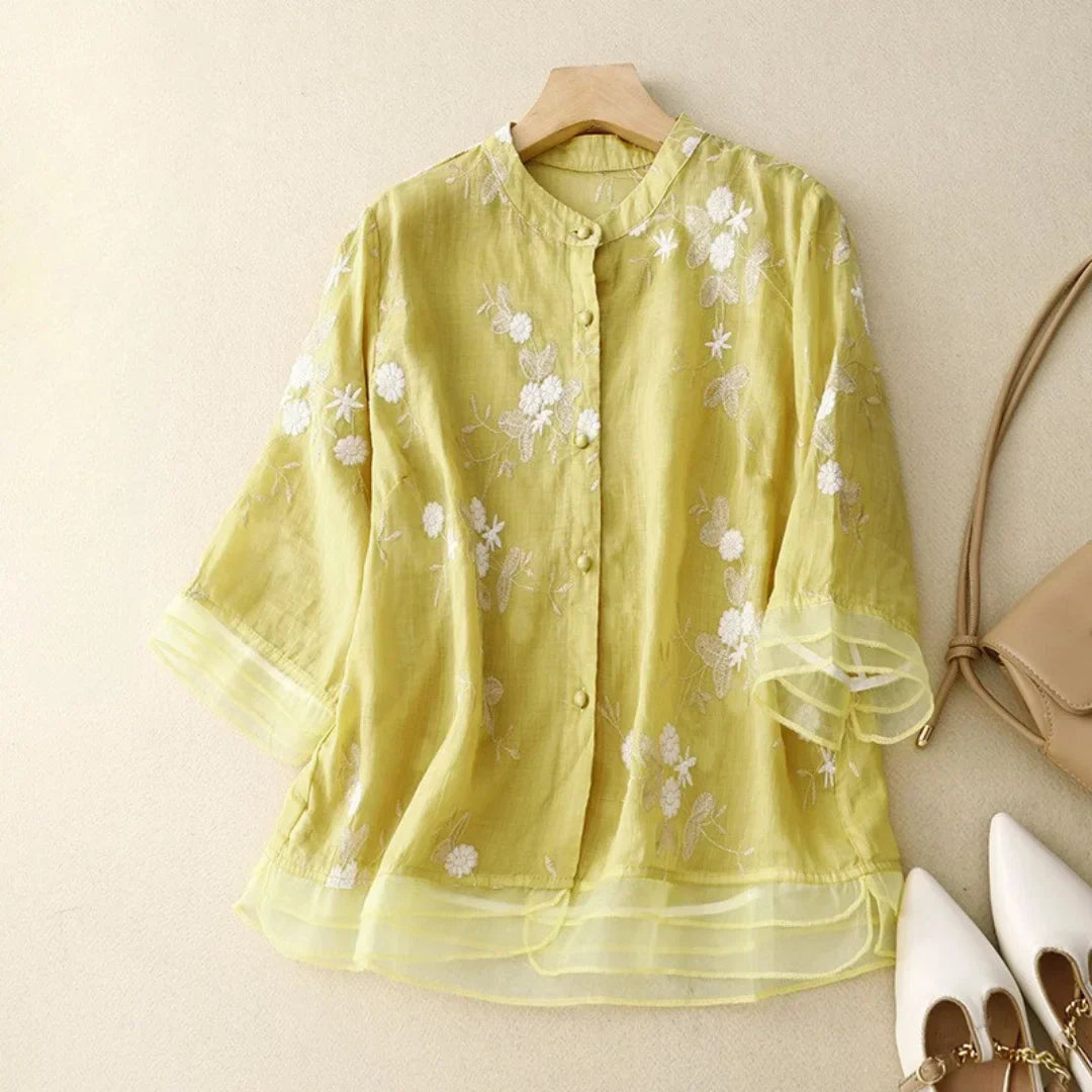 CLELIA | Lichtgewicht Geborduurd en Elegant Blouse