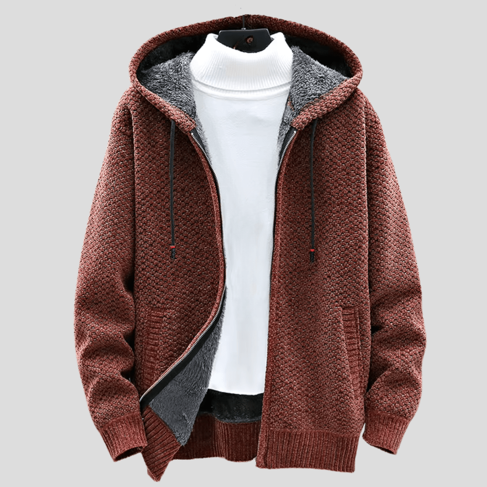 LARS | Gebreide Hoodie voor Heren met Warme Voering en Minimalistische Stijl