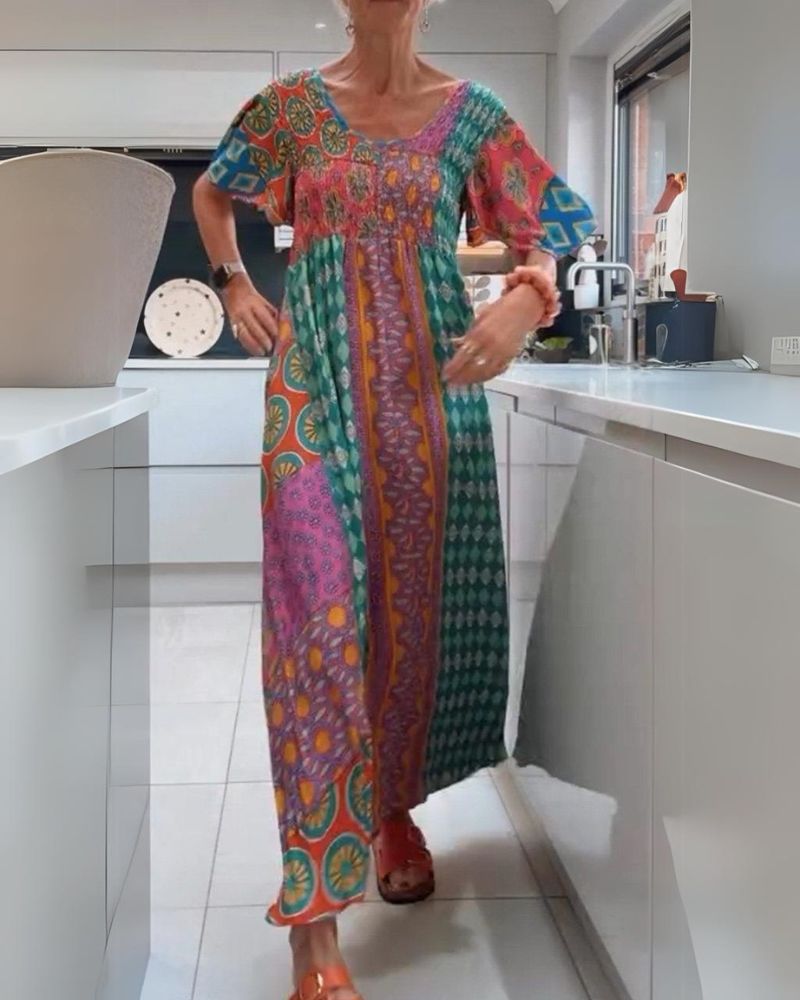 CATERINA | Zomer Boheemse Jurk met Levendige Kleuren voor een Zorgeloze en Chic Look