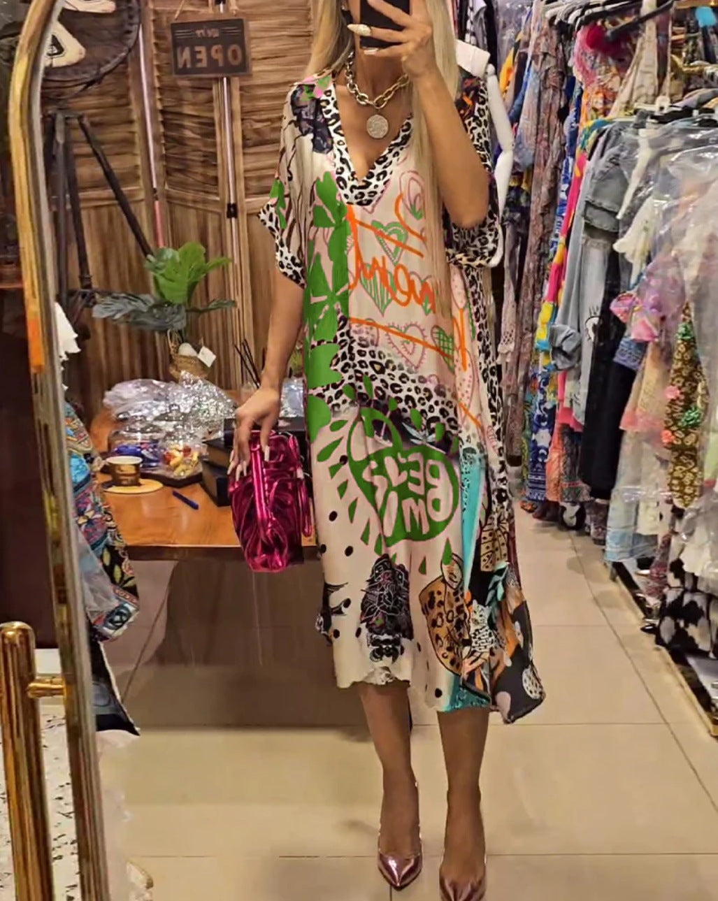 MILENA | Casual Jurk met Artistieke Print voor Zomercomfort en Unieke Stijl