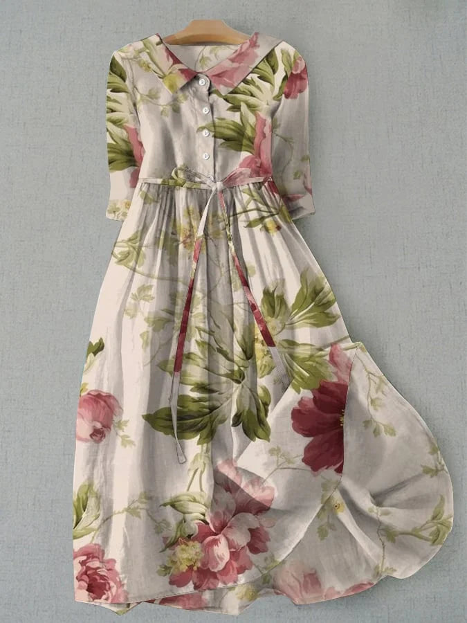 Baylee - Vintage bloemenjurk met tailleband