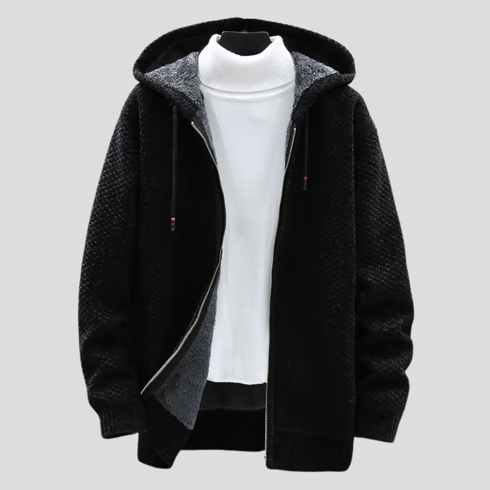 LARS | Gebreide Hoodie voor Heren met Warme Voering en Minimalistische Stijl