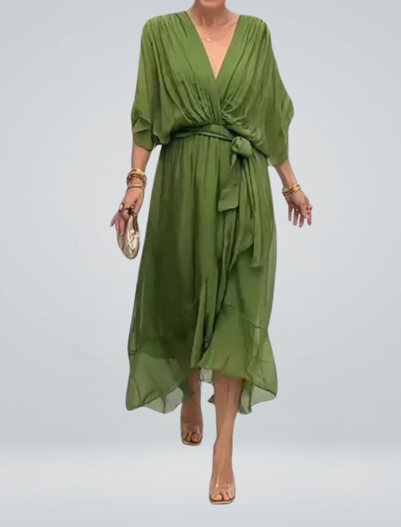 GINEVRA | Lange Elegante Jurk met Vrouwelijke Halslijn