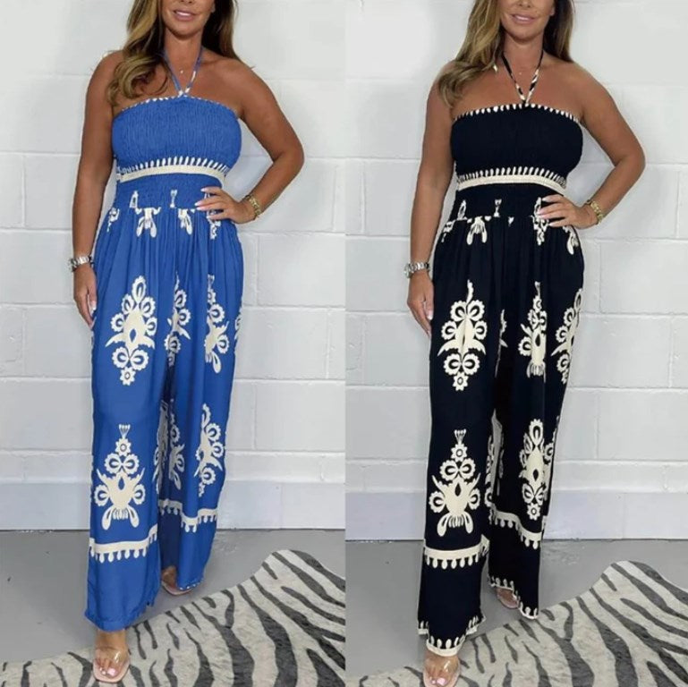 GABRIELLA | Off-shoulder Jumpsuit met Elastische Taille en Vloeiende Vakantiestijl