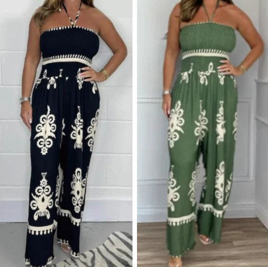 GABRIELLA | Off-shoulder Jumpsuit met Elastische Taille en Vloeiende Vakantiestijl