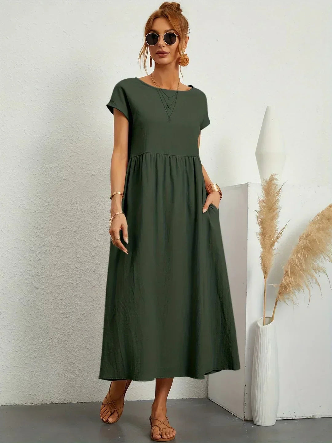 PALMIRA | Zomerjurk met Vloeiende Snit en Comfortabele Zakken voor Dagelijkse Elegant