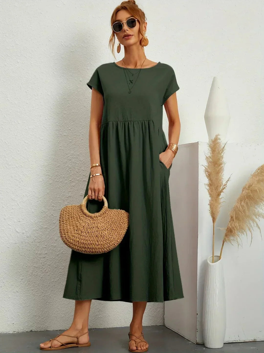 PALMIRA | Zomerjurk met Vloeiende Snit en Comfortabele Zakken voor Dagelijkse Elegant