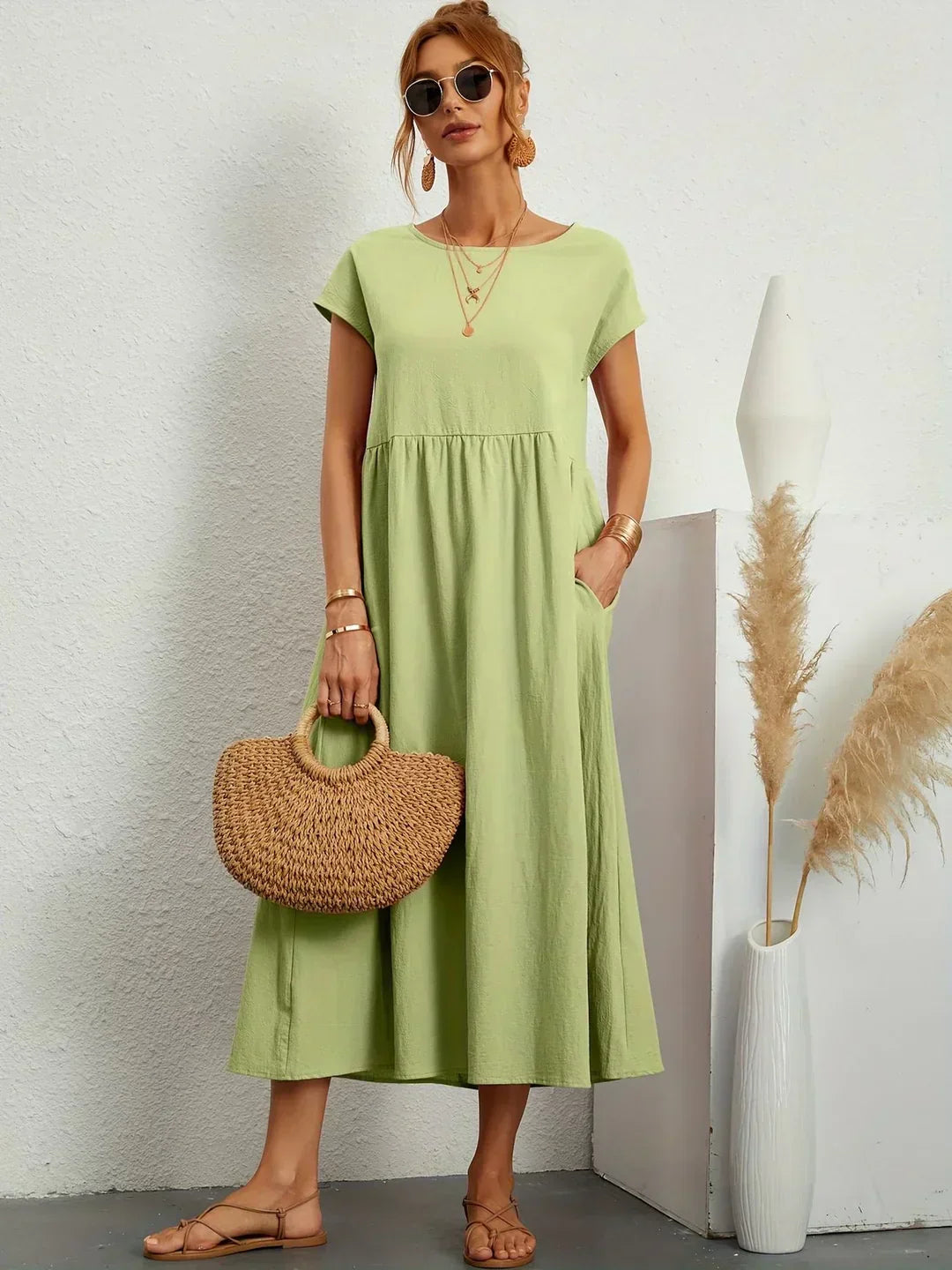 PALMIRA | Zomerjurk met Vloeiende Snit en Comfortabele Zakken voor Dagelijkse Elegant