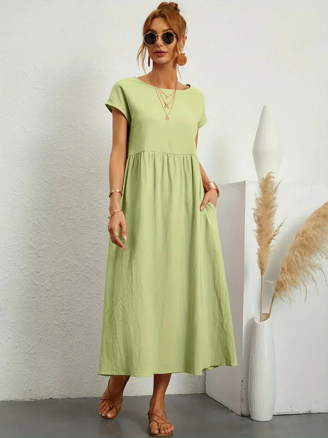PALMIRA | Zomerjurk met Vloeiende Snit en Comfortabele Zakken voor Dagelijkse Elegant