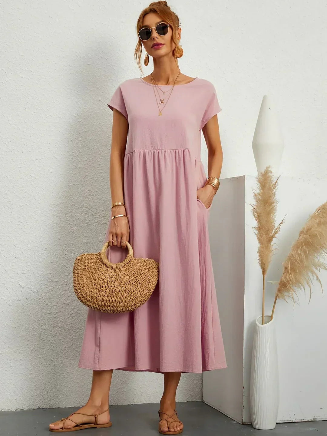 PALMIRA | Zomerjurk met Vloeiende Snit en Comfortabele Zakken voor Dagelijkse Elegant