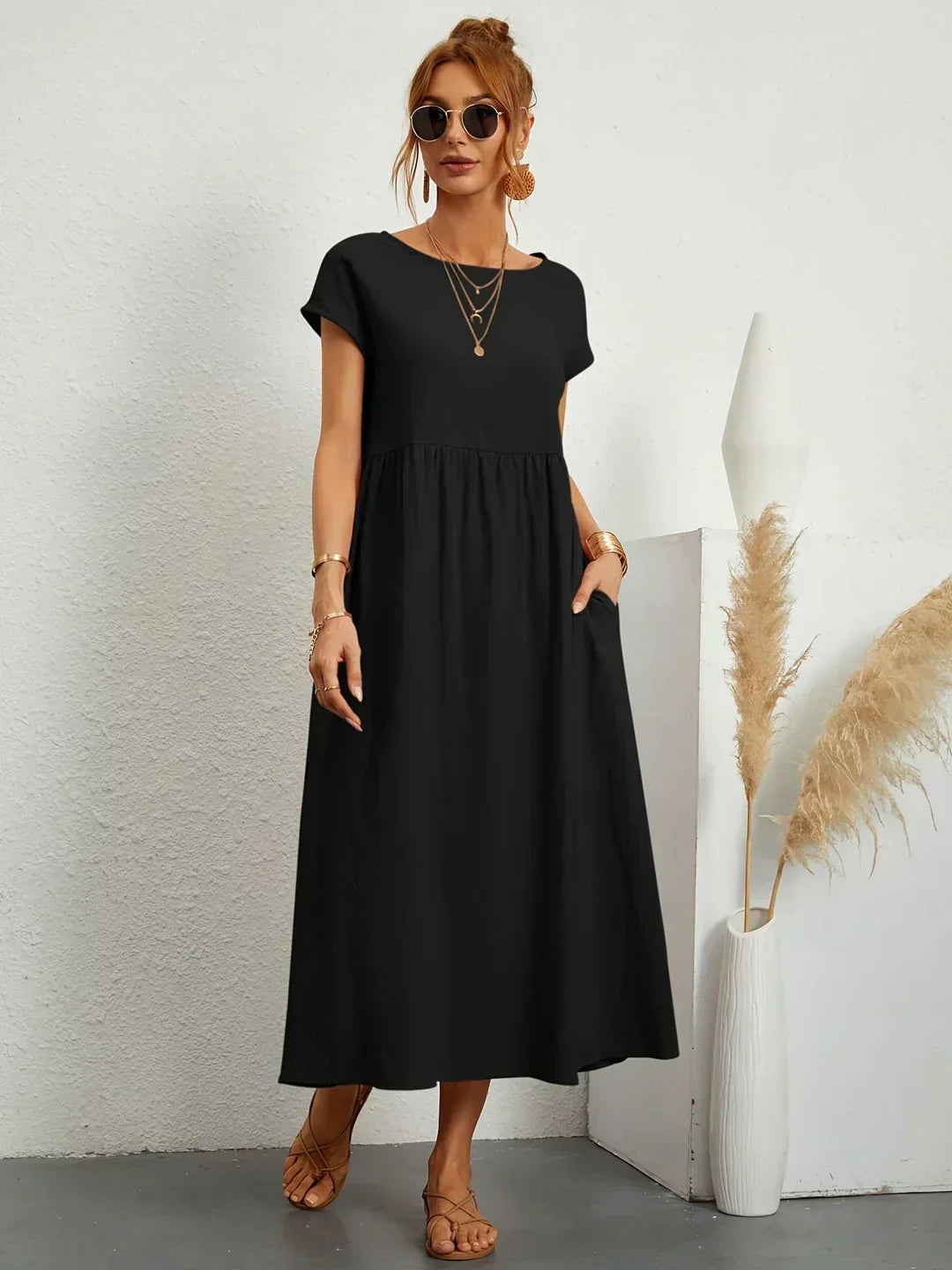 PALMIRA | Zomerjurk met Vloeiende Snit en Comfortabele Zakken voor Dagelijkse Elegant