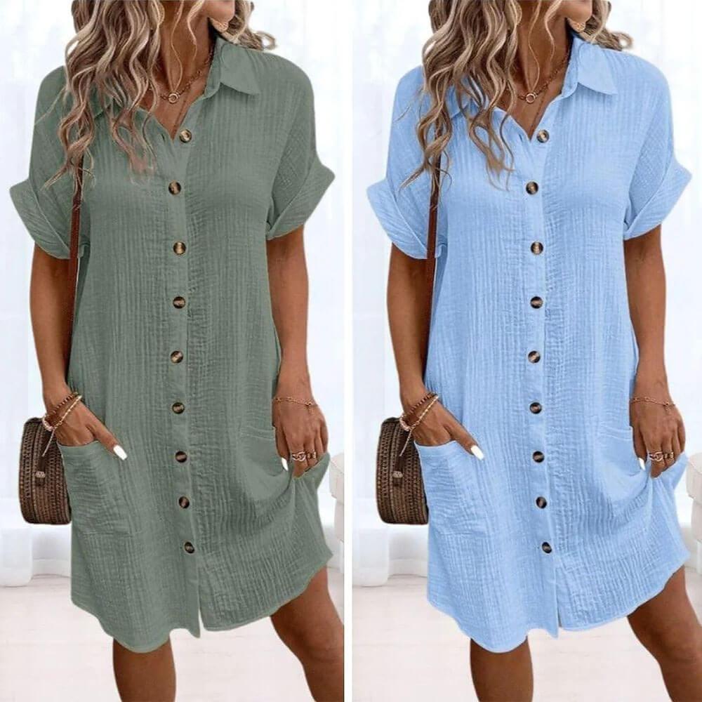 FRANCESCA | Licht Zomerjurk met Comfortabele Zakken en Casual Chic Stijl