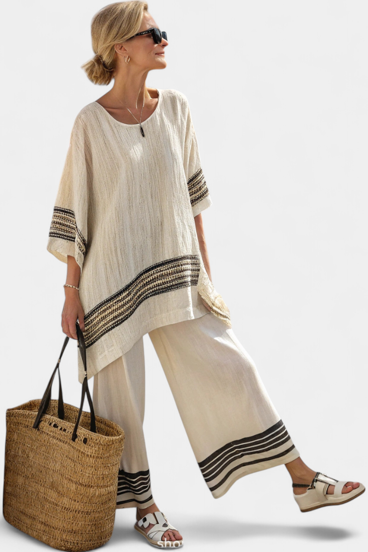 Mirthe | Twee-delig lichtgewicht set met strepen en oversized pasvorm