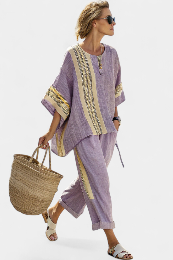 Mirthe | Twee-delig lichtgewicht set met strepen en oversized pasvorm