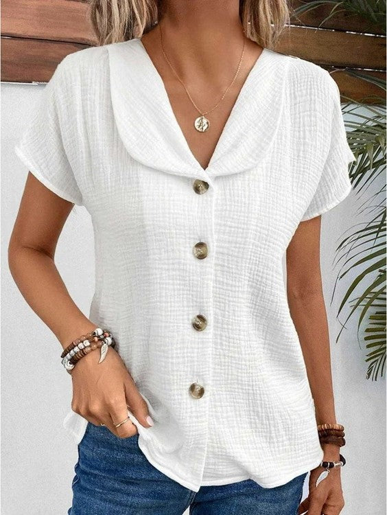 ZOÉ | Elegante Top met Knopen en Kraag