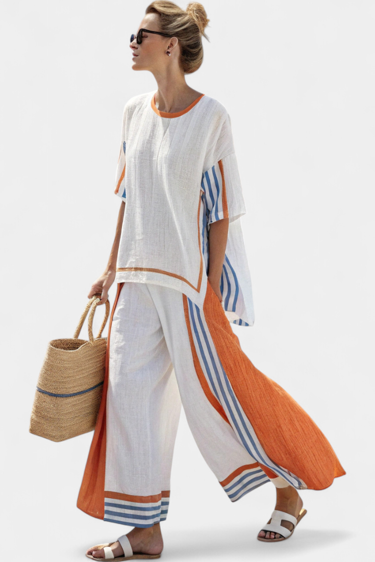 Mirthe | Twee-delig lichtgewicht set met strepen en oversized pasvorm
