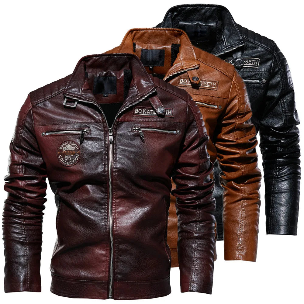 Seth™ | Retro Leren Patch Jacket