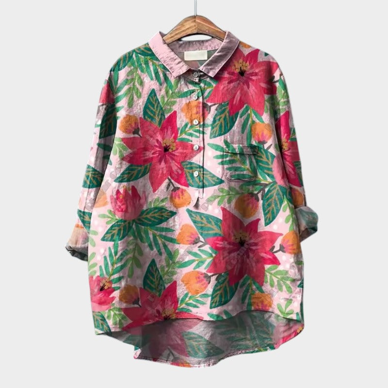 FRANCESCA | Oversized Bloemenblouse met Heldere Kleuren en Elegante Comfort voor Elke Dag