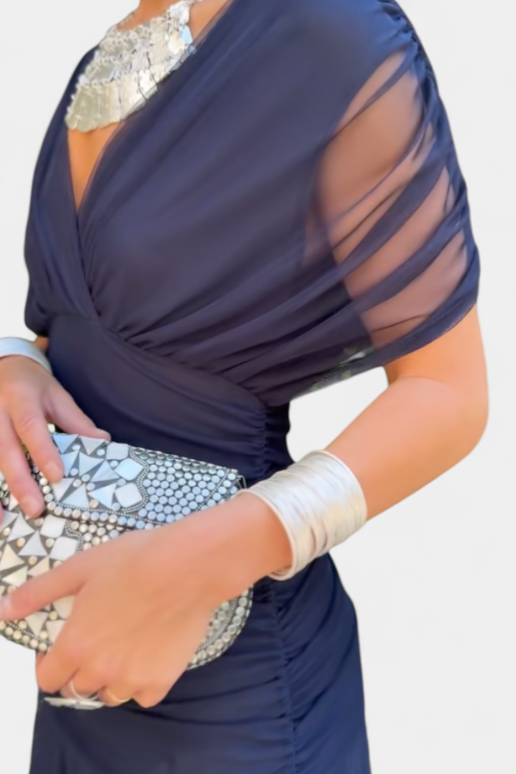 LOTTE™ | Lange Elegante Jurk met V-Hals en Vloeiende Silhouet