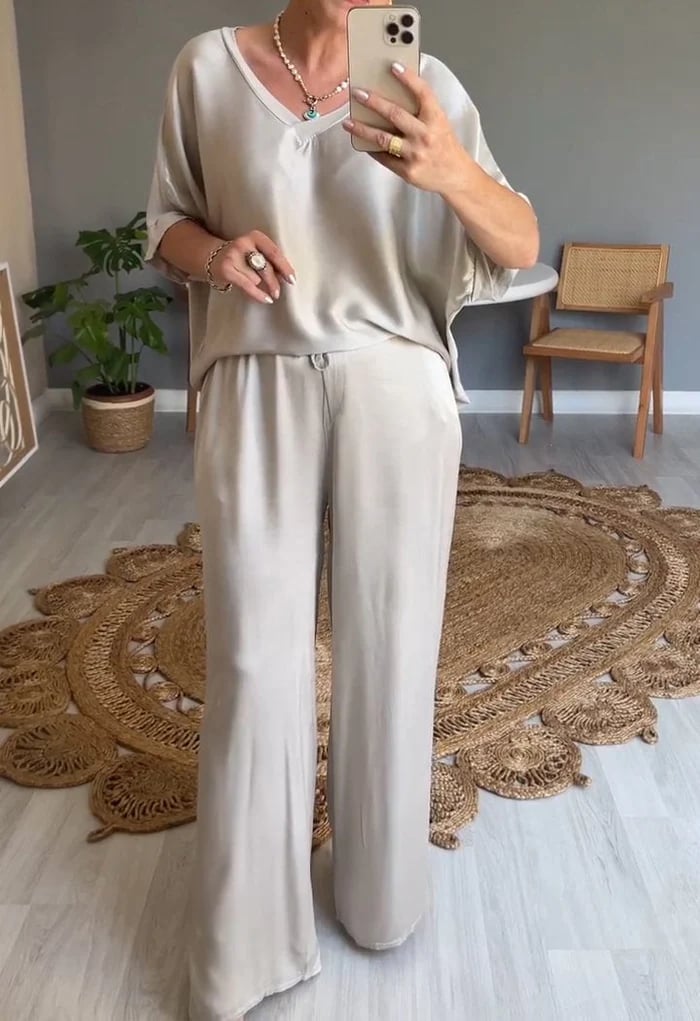 PATRIZIA | Elegante Satijnen Set met Vloeiende Pasvorm voor Chic Stijl en Dagelijks Comfort
