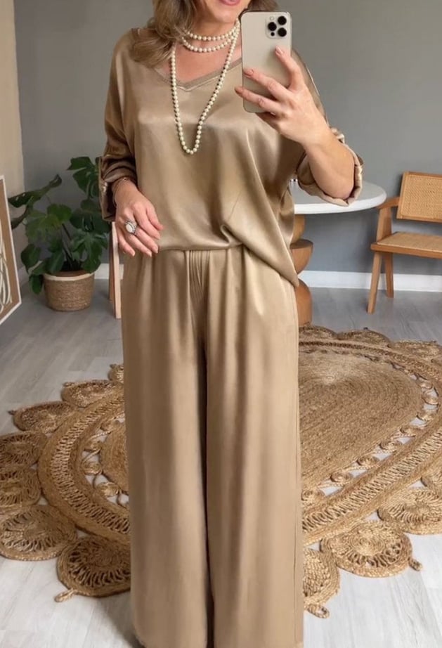 PATRIZIA | Elegante Satijnen Set met Vloeiende Pasvorm voor Chic Stijl en Dagelijks Comfort