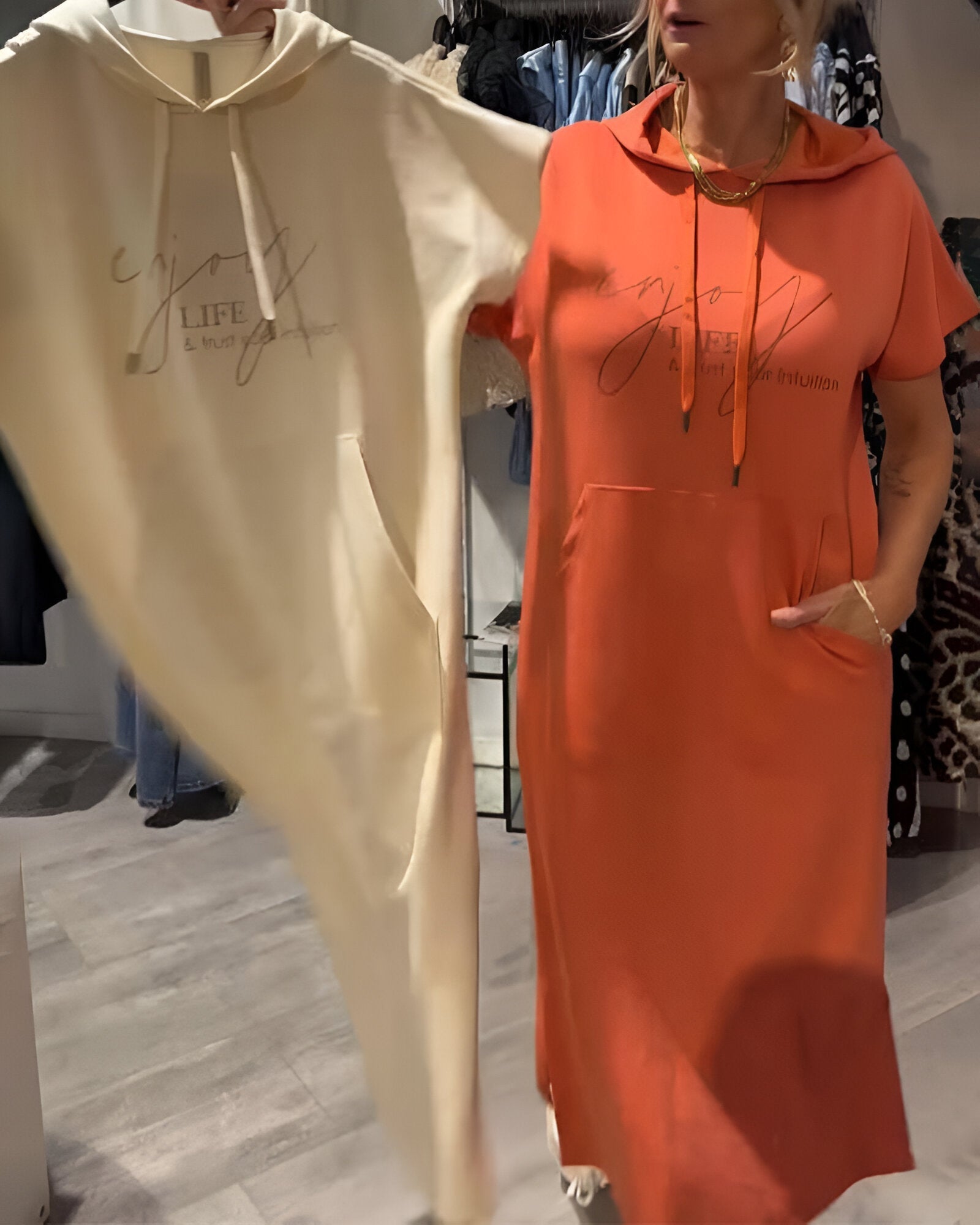 VIVIANA | Casual Jurk met Capuchon voor Dagelijks Comfort en Sportieve Elegantie