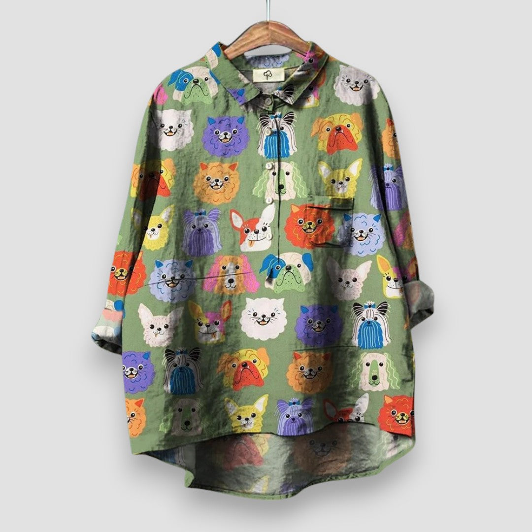 PALMIRIA | Elegante Damesblouse met Artistieke Print