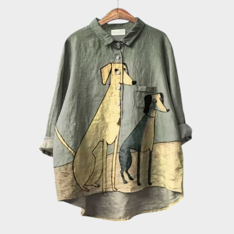 PALMIRA | Oversized Shirt met Hondenontwerp en Dagelijks Comfort voor een Zorgeloze Look