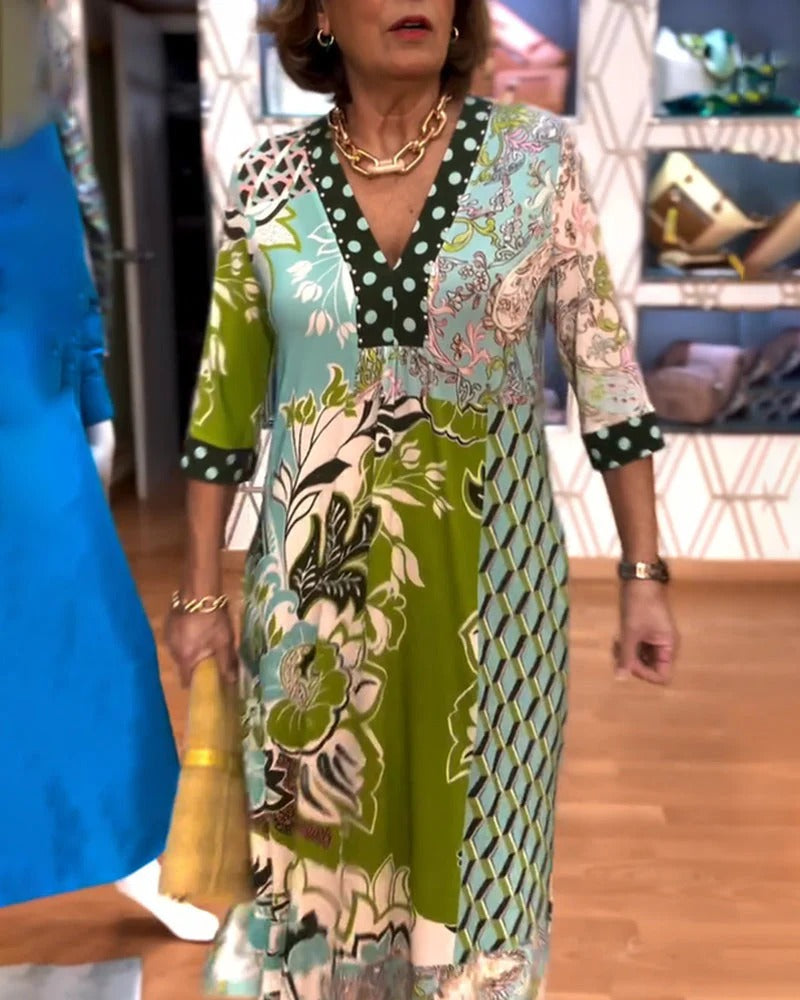 CATERINA | Lange Zomerjurk met Elegante Pasvorm en Vrouwelijke Stijl voor Elke Gelegenheid
